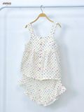  Bộ cotton muslin sát nách nút cài giữa - quần shorts bèo Nữ Innies IN-23BONU001 - 8935334000926 