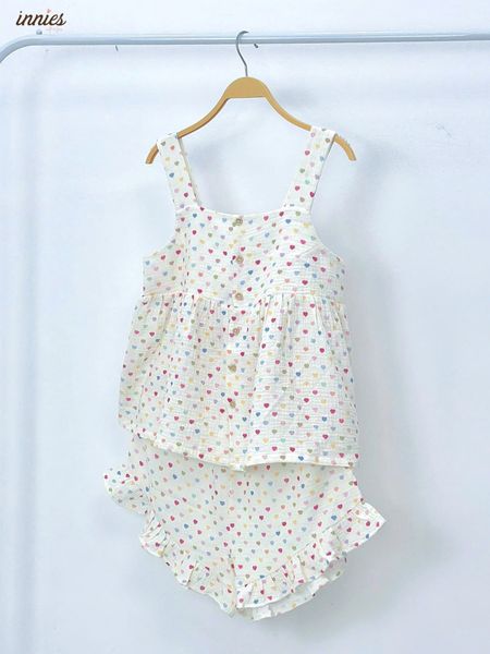  Bộ cotton muslin sát nách nút cài giữa - quần shorts bèo Nữ Innies IN-23BONU001 - 8935334000926 