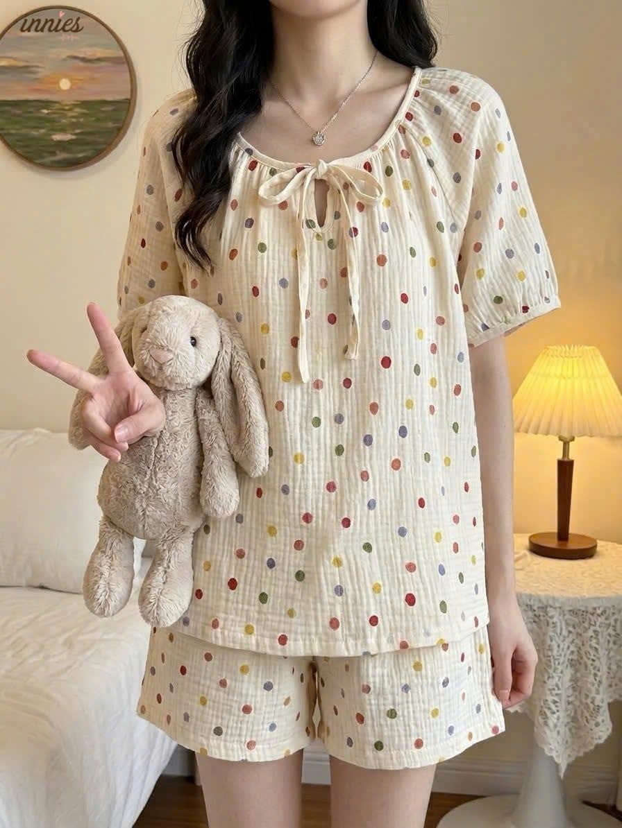  Bộ muslin tay lỡ - quần shorts nữ Innies - 8935334001145 