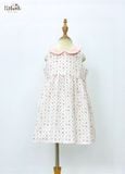  Đầm linen hoa nhí cổ lá sen phối màu bé gái ECOBAMBI - 8935334001664 