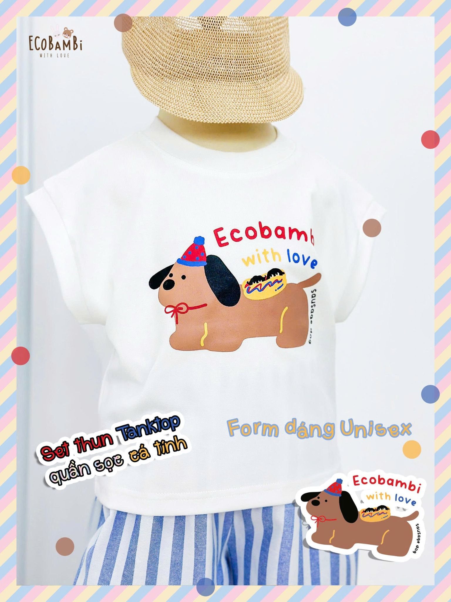  Bộ quần sọc baggy áo sát nách unisex ECOBAMBI - 8935334002180 