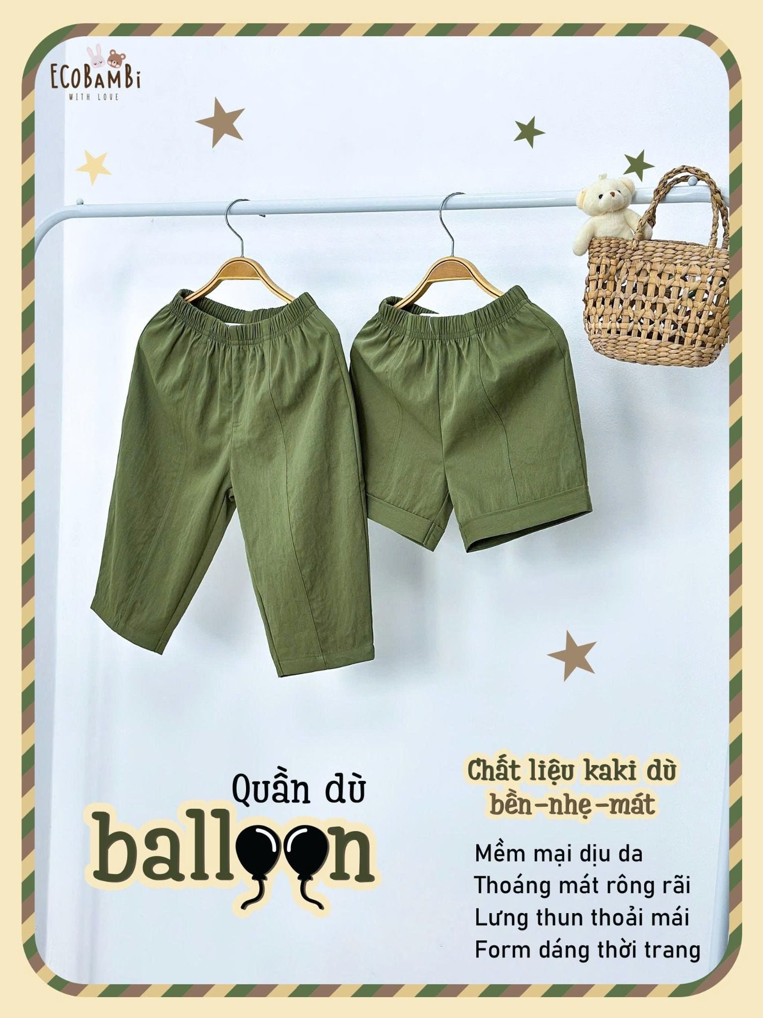  Quần dù mịn dáng balloon bé trai ECOBAMBI - 8935334002302 