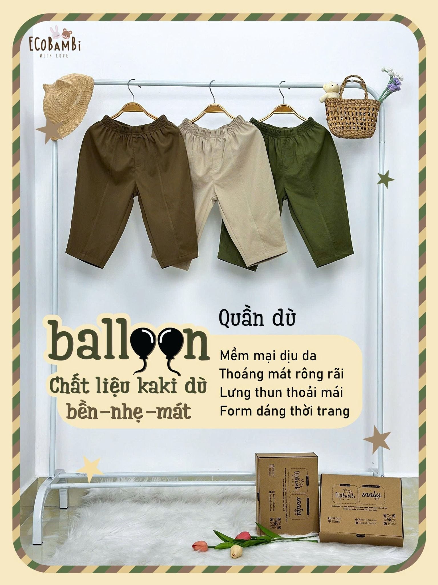  Quần dù mịn dáng balloon bé trai ECOBAMBI - 8935334002302 