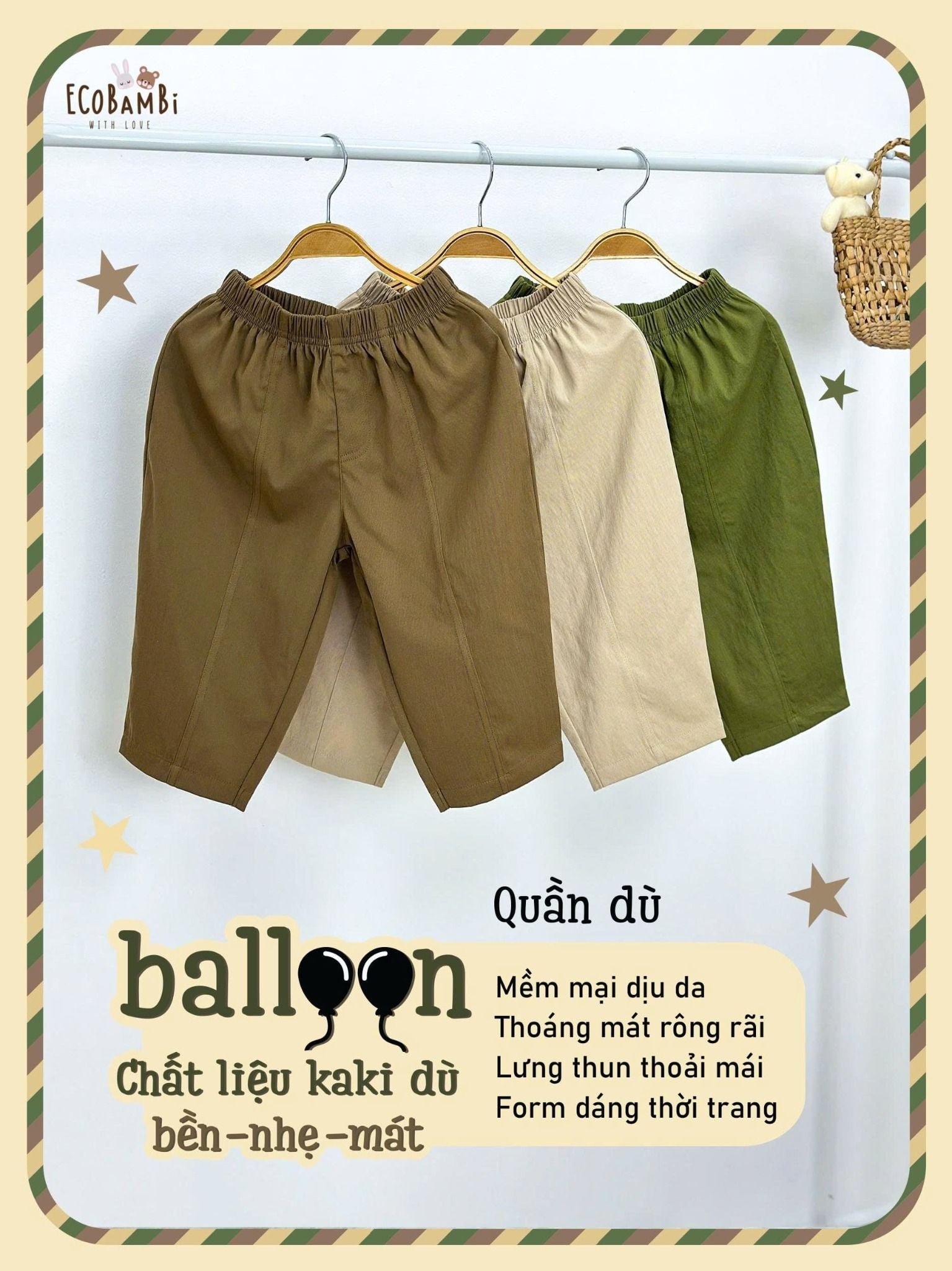  Quần dù mịn dáng balloon bé trai ECOBAMBI - 8935334002302 