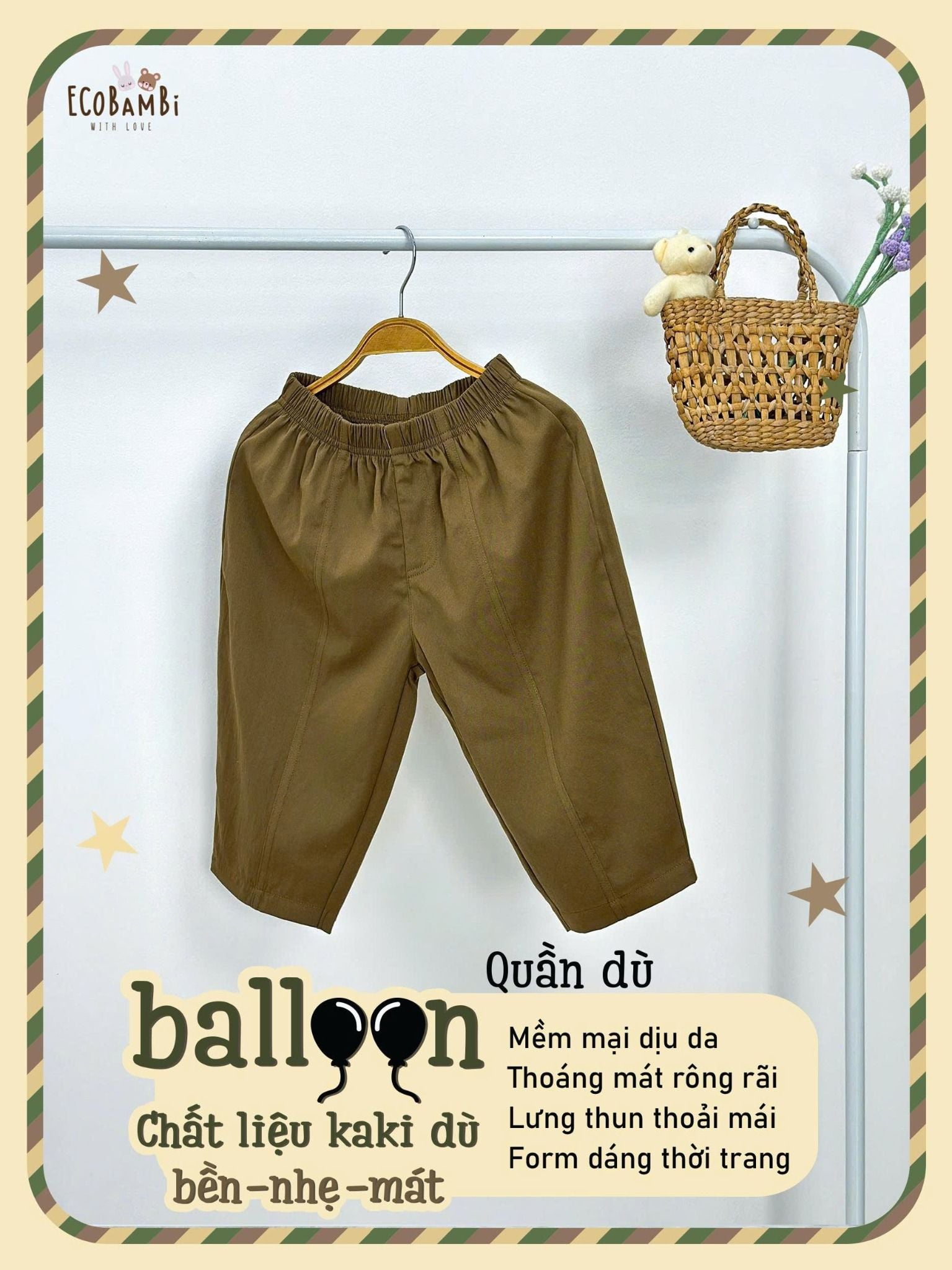  Quần dù mịn dáng balloon bé trai ECOBAMBI - 8935334002302 