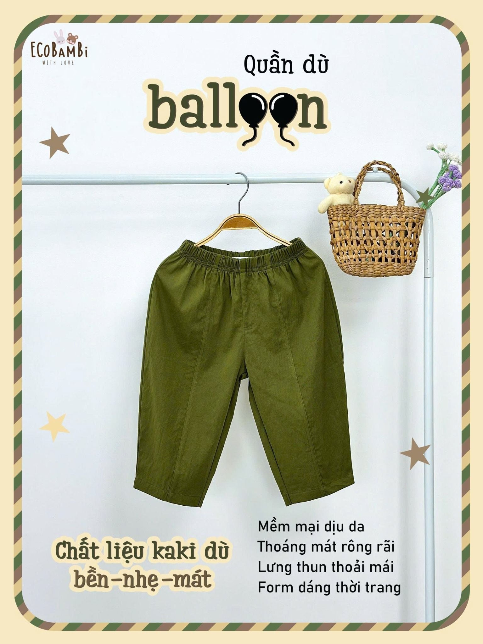  Quần dù mịn dáng balloon bé trai ECOBAMBI - 8935334002302 