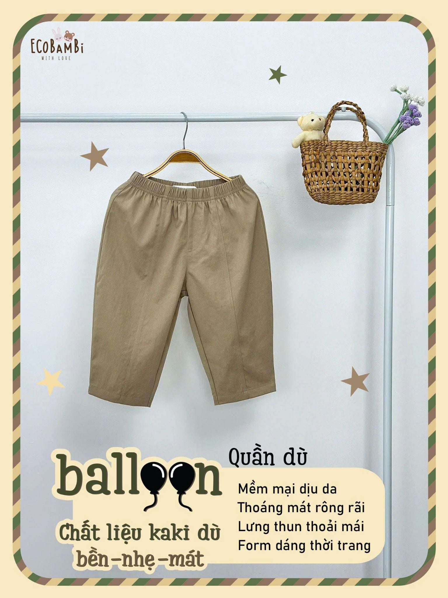  Quần dù mịn dáng balloon bé trai ECOBAMBI - 8935334002302 