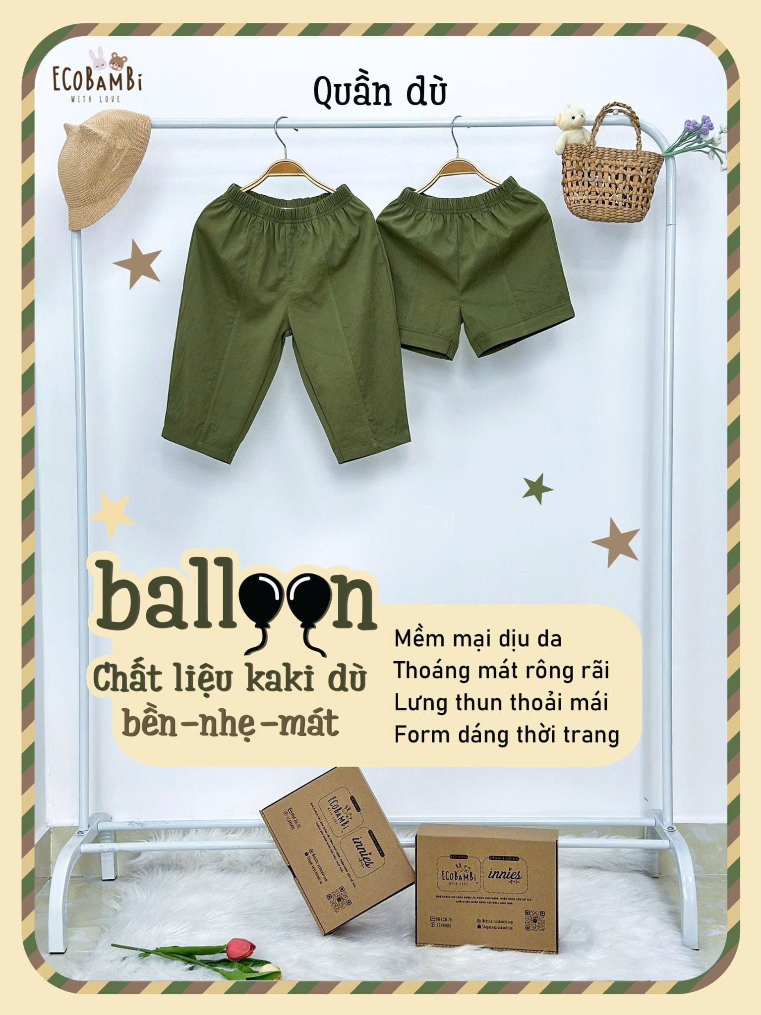  Quần dù mịn dáng balloon bé trai ECOBAMBI - 8935334002302 