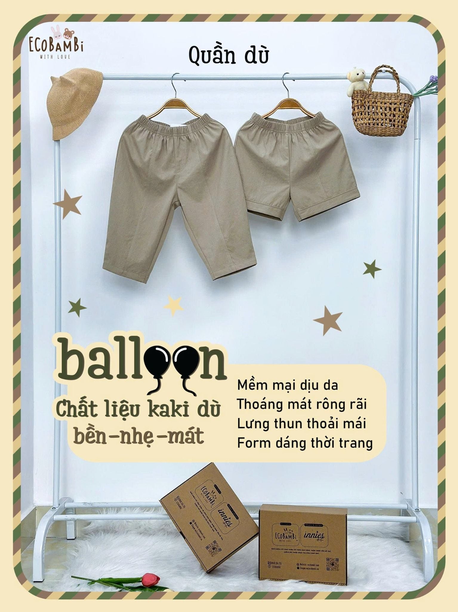 Quần dù mịn dáng balloon bé trai ECOBAMBI - 8935334002302 