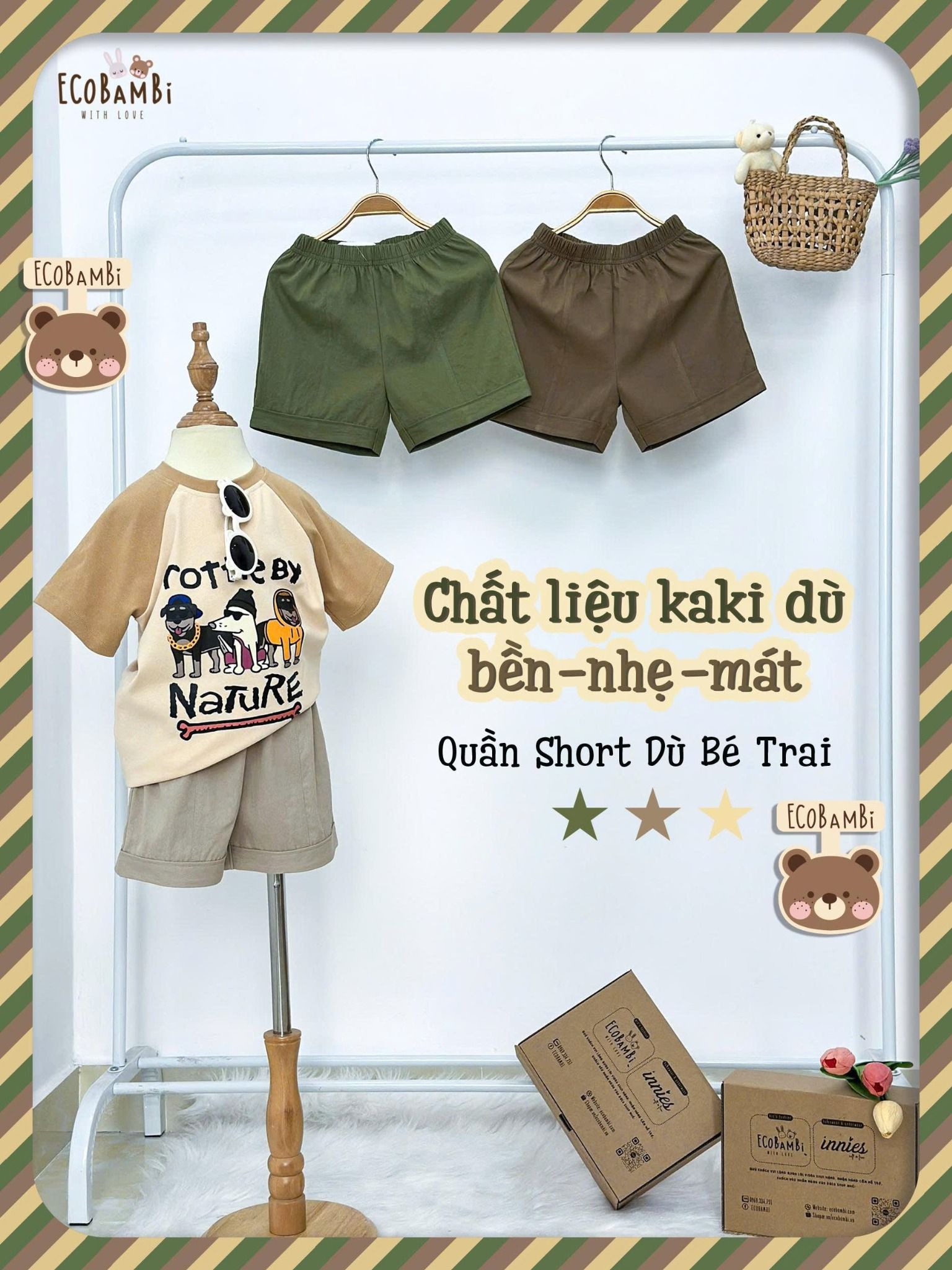  Quần dù mịn shorts bé trai ECOBAMBI - 8935334002319 