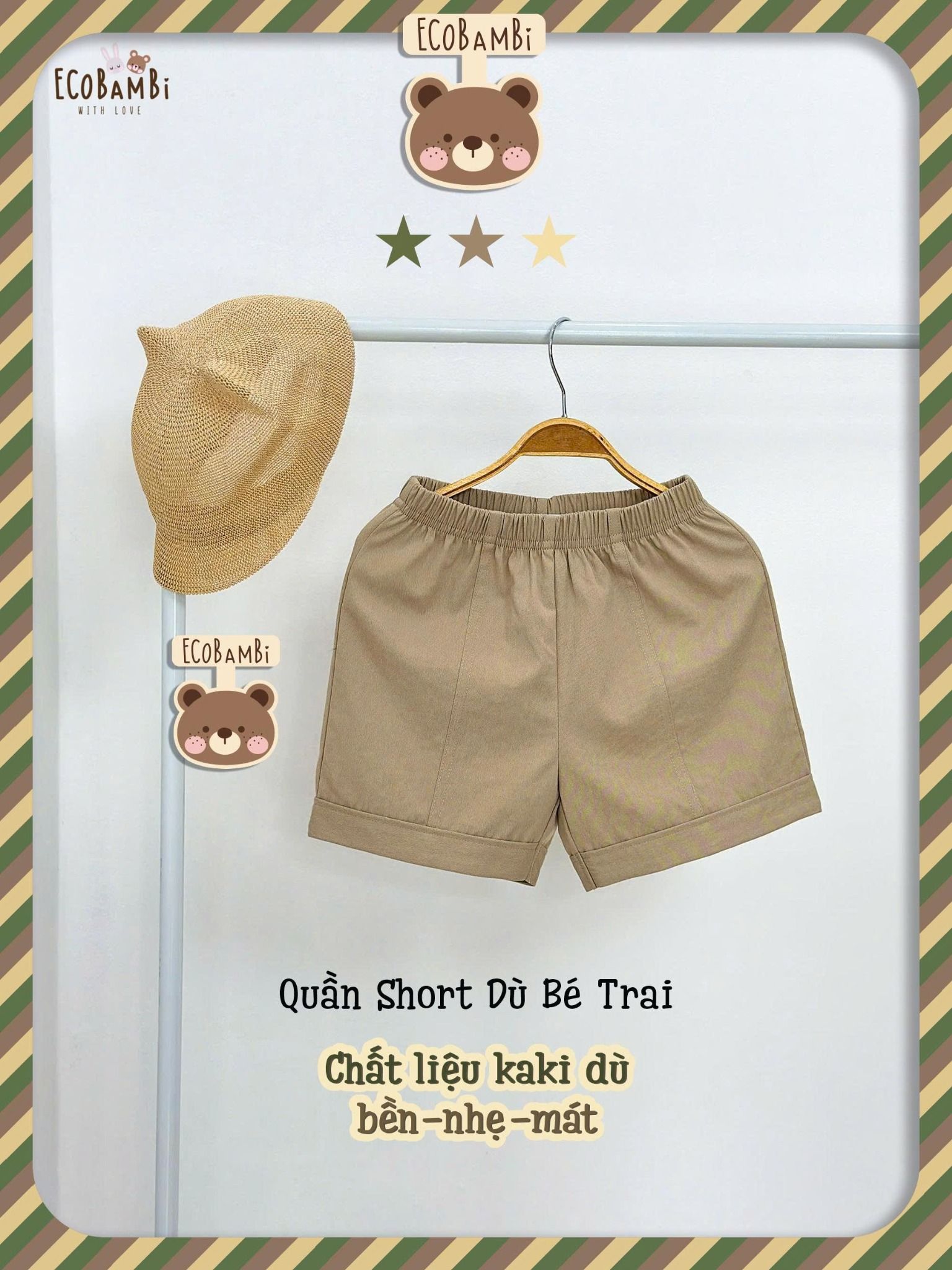  Quần dù mịn shorts bé trai ECOBAMBI - 8935334002319 