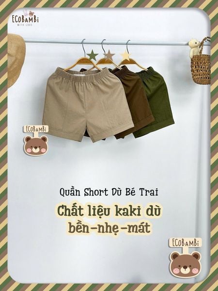  Quần dù mịn shorts bé trai ECOBAMBI - 8935334002319 