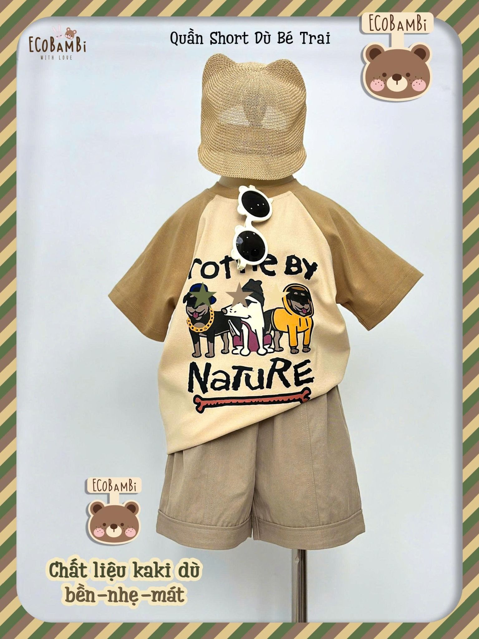  Quần dù mịn shorts bé trai ECOBAMBI - 8935334002319 