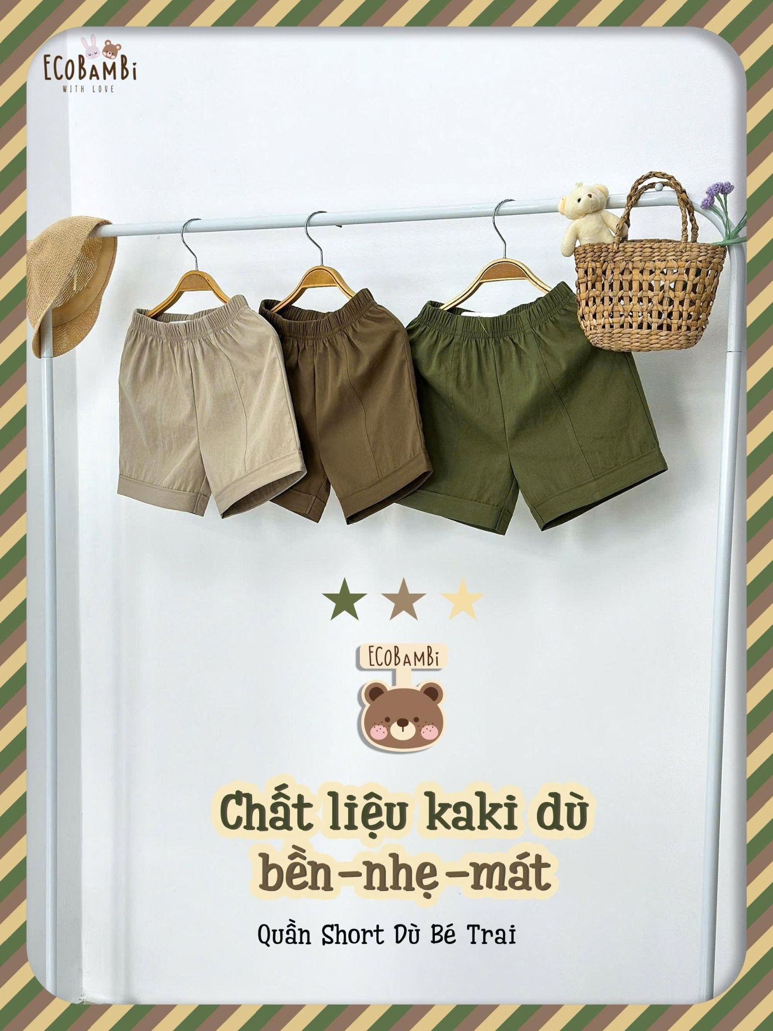  Quần dù mịn shorts bé trai ECOBAMBI - 8935334002319 