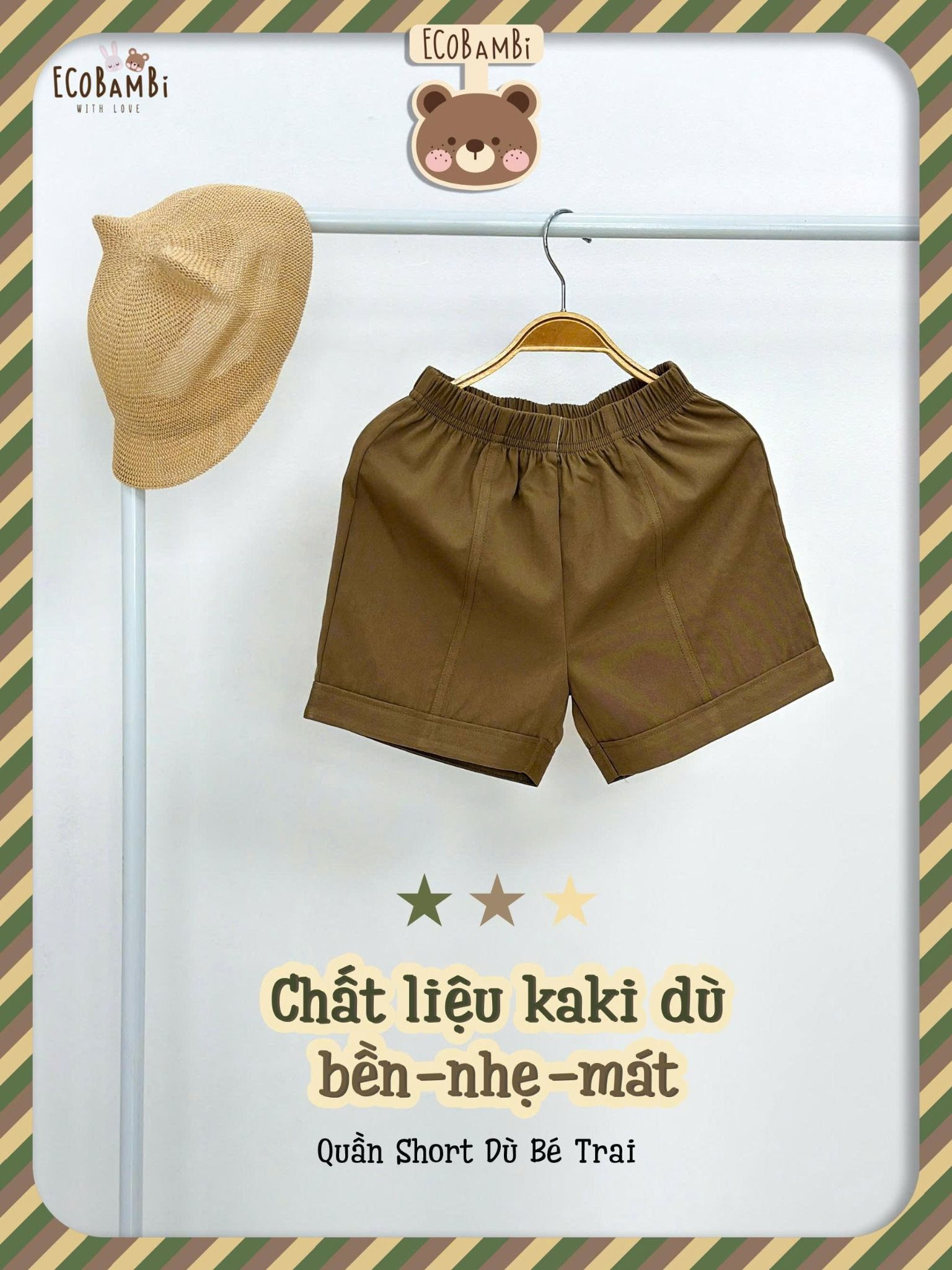  Quần dù mịn shorts bé trai ECOBAMBI - 8935334002319 