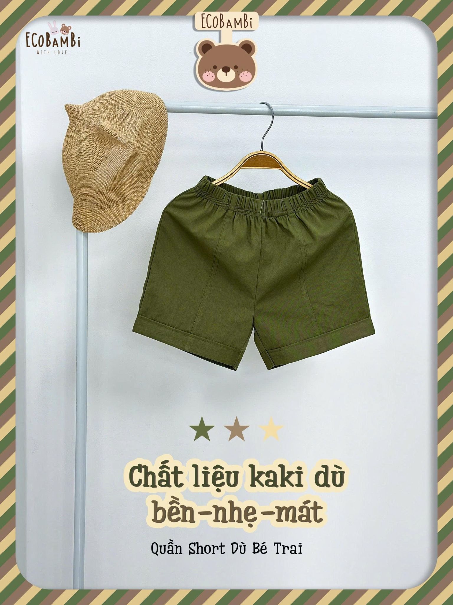  Quần dù mịn shorts bé trai ECOBAMBI - 8935334002319 