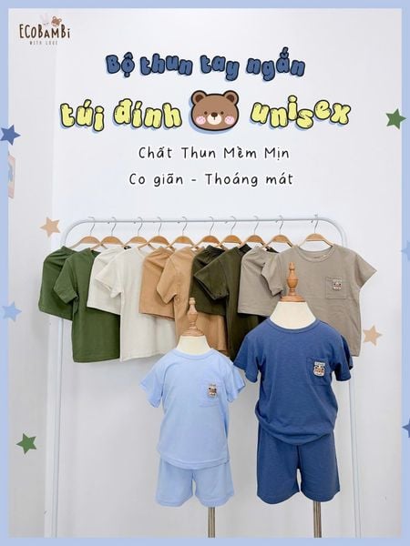  Bộ thun tay ngắn có túi bé trai - 8935334000520 