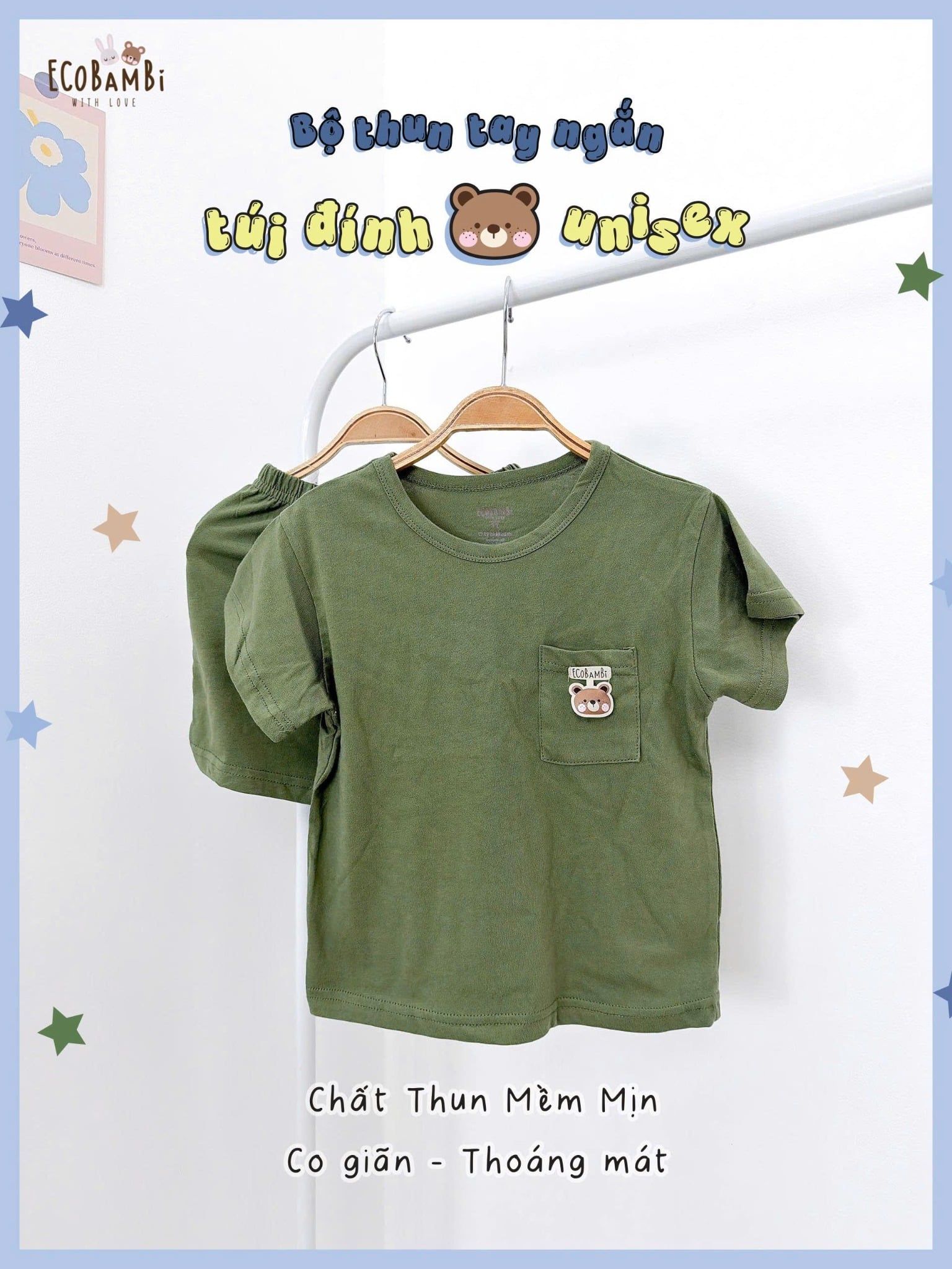  Bộ thun tay ngắn có túi bé trai - 8935334000520 