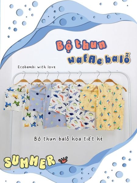  Bộ thun waffle sát nách in họa tiết bé trai - 8935334000537 