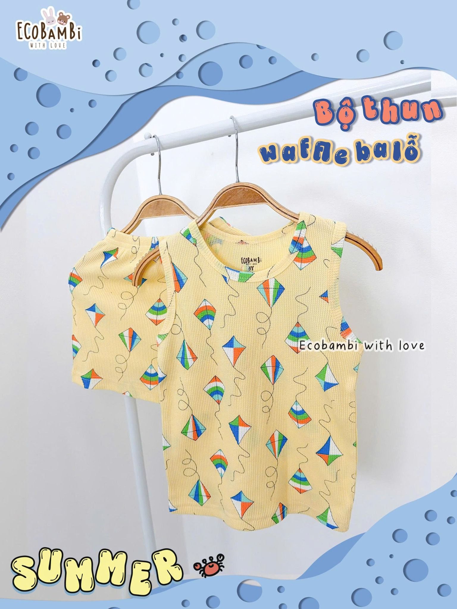  Bộ thun waffle sát nách in họa tiết bé trai - 8935334000537 