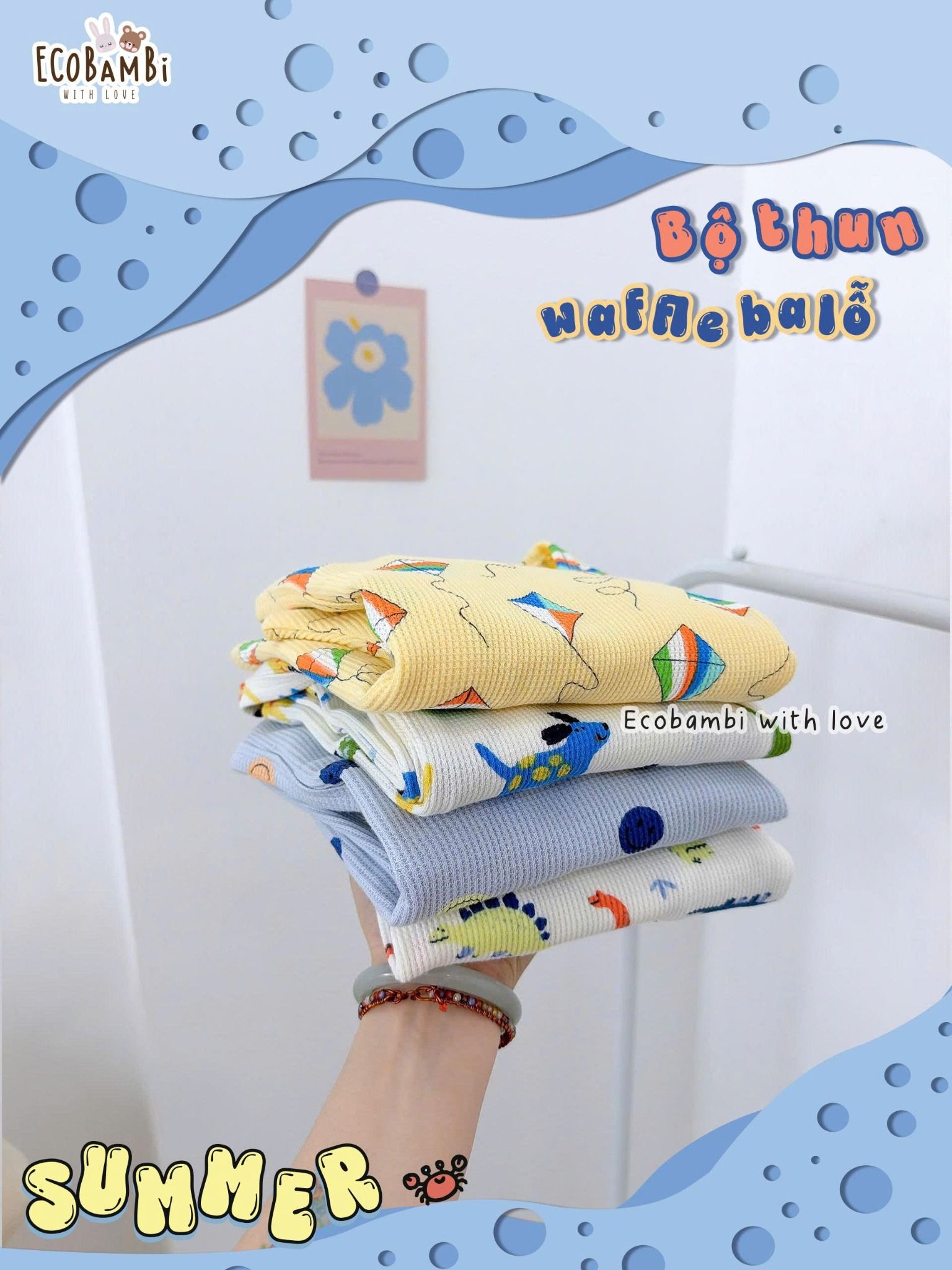  Bộ thun waffle sát nách in họa tiết bé trai - 8935334000537 