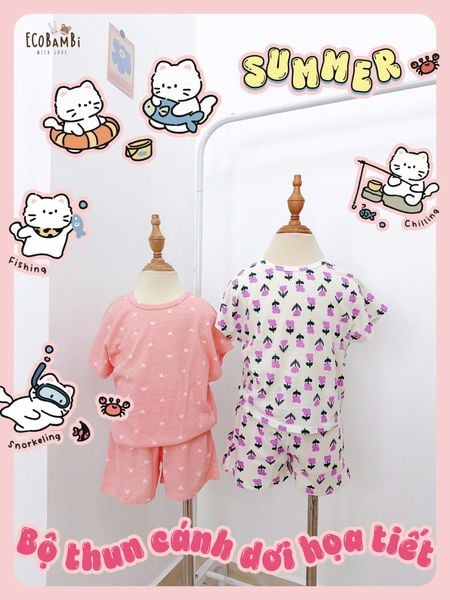  Bộ thun cánh dơi - quần shorts bé gái ECOBAMBI - BB-24BOBG003 - 8935334000933 