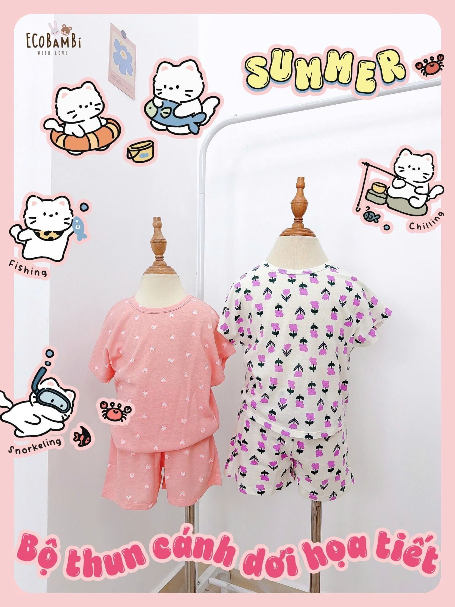  Bộ thun cánh dơi - quần shorts bé gái ECOBAMBI - BB-24BOBG003 - 8935334000933 