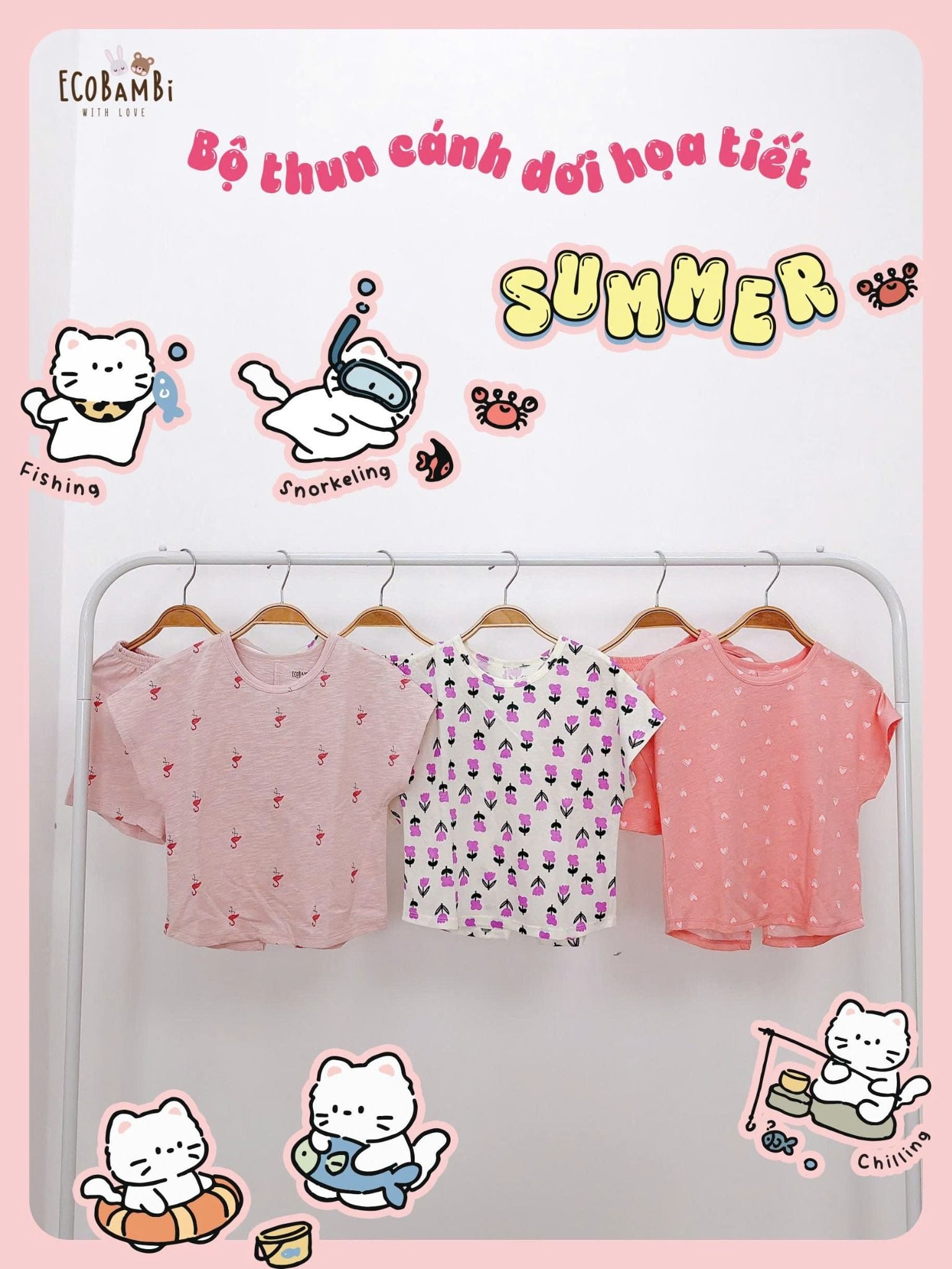  Bộ thun cánh dơi - quần shorts bé gái ECOBAMBI - BB-24BOBG003 - 8935334000933 