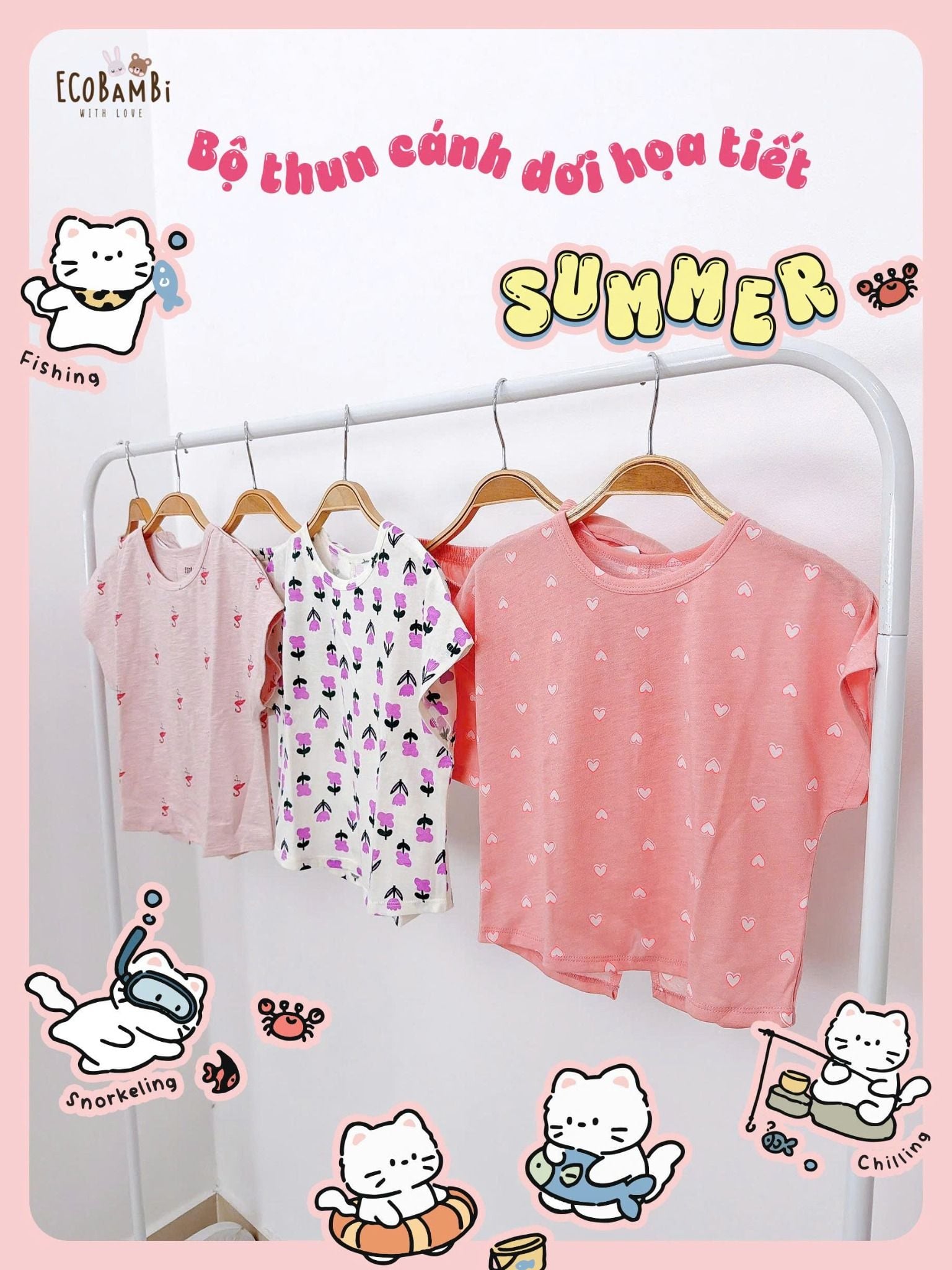  Bộ thun cánh dơi - quần shorts bé gái ECOBAMBI - BB-24BOBG003 - 8935334000933 