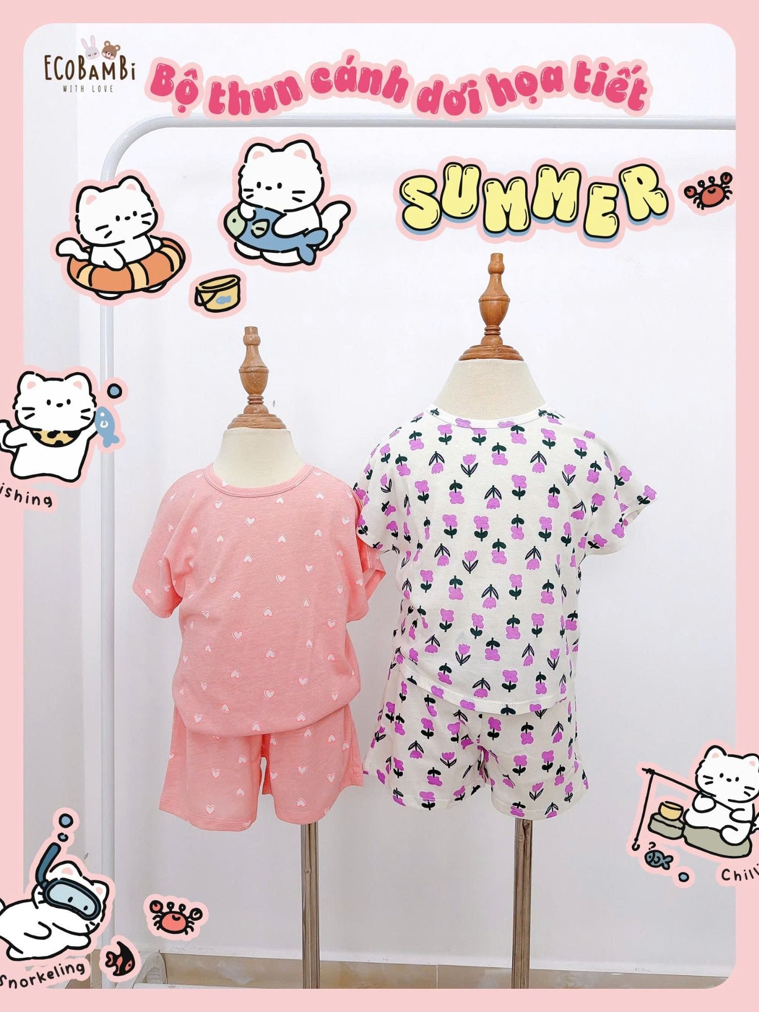  Bộ thun cánh dơi - quần shorts bé gái ECOBAMBI - BB-24BOBG003 - 8935334000933 