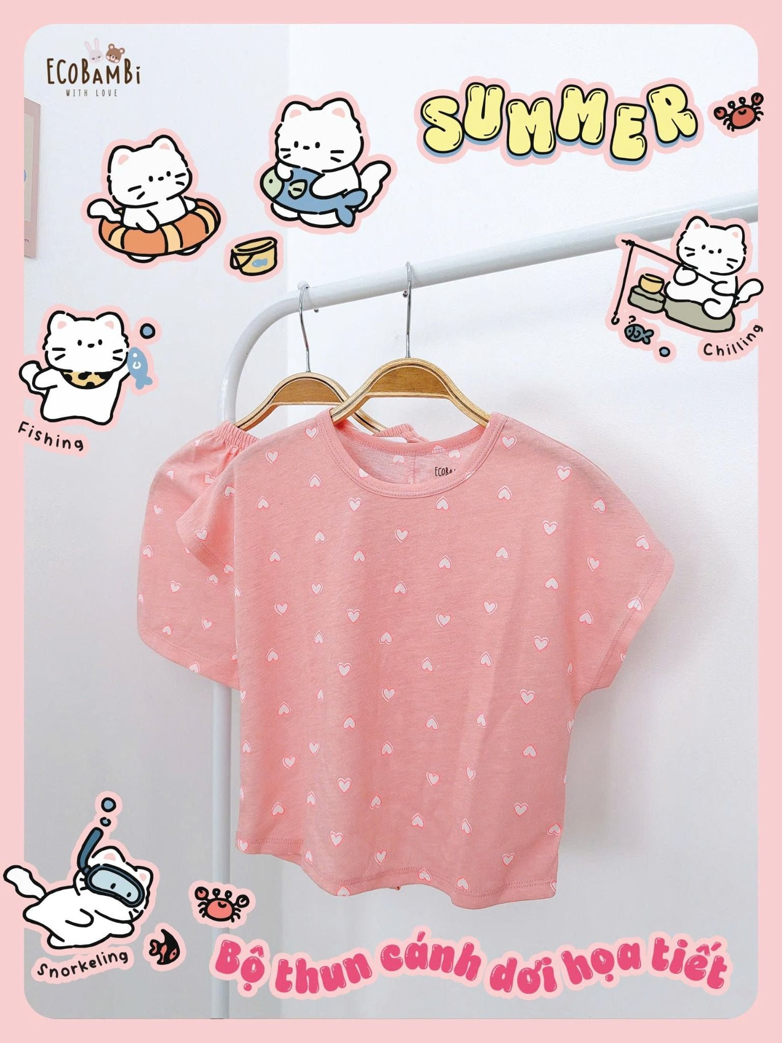  Bộ thun cánh dơi - quần shorts bé gái ECOBAMBI - BB-24BOBG003 - 8935334000933 
