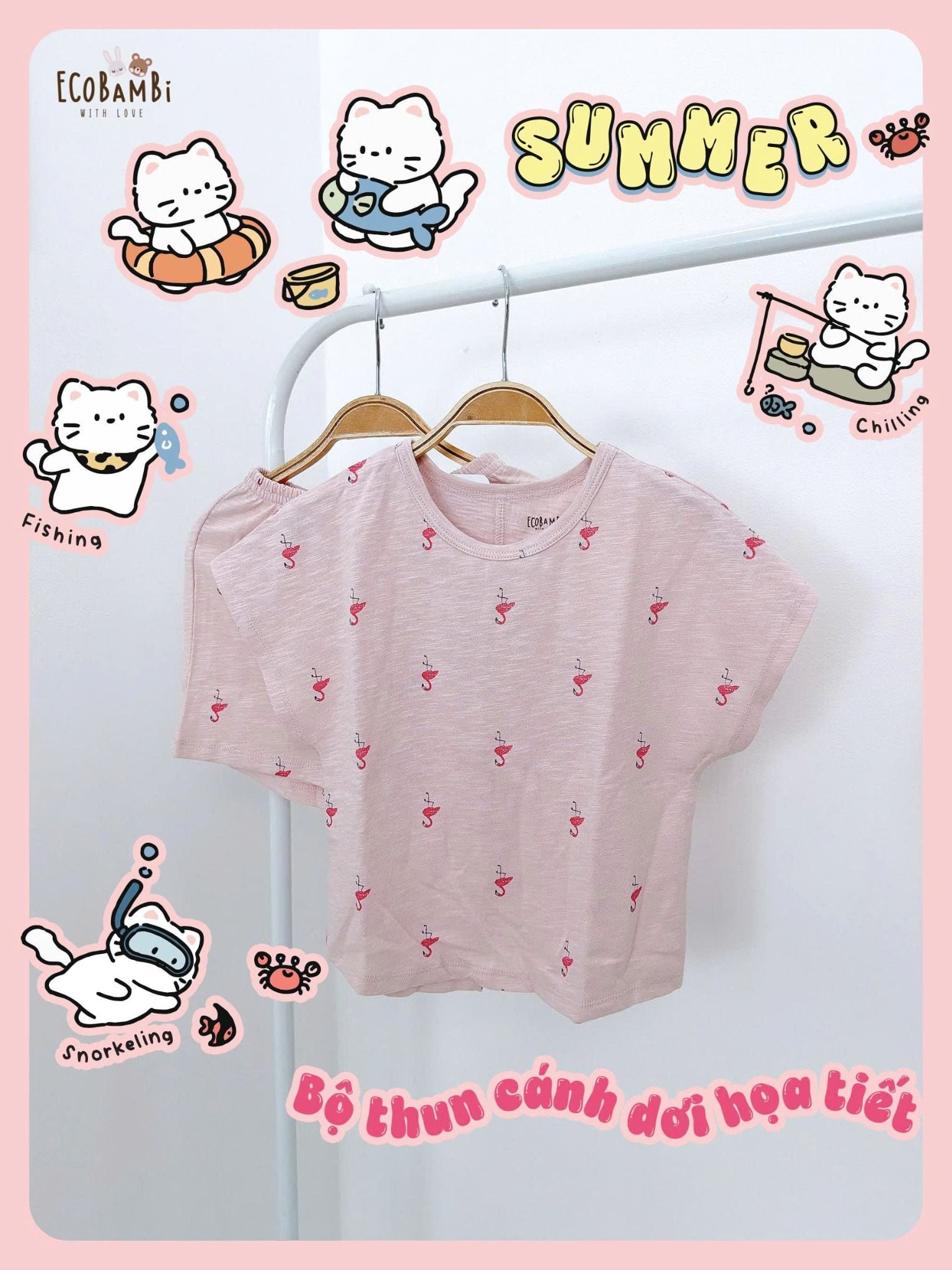  Bộ thun cánh dơi - quần shorts bé gái ECOBAMBI - BB-24BOBG003 - 8935334000933 