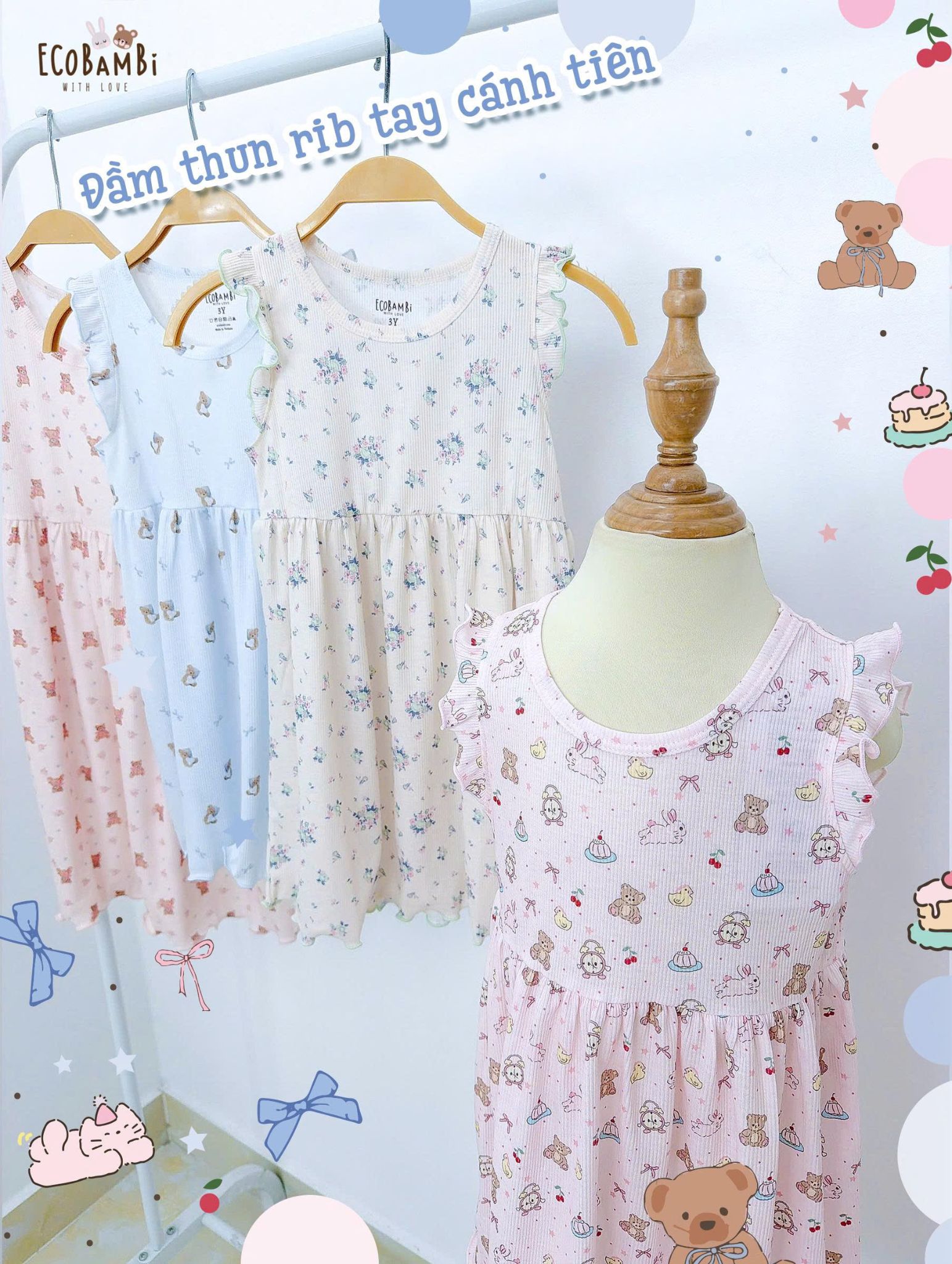  Đầm thun cánh tiên bé gái ECOBAMBI - 8935334001039 
