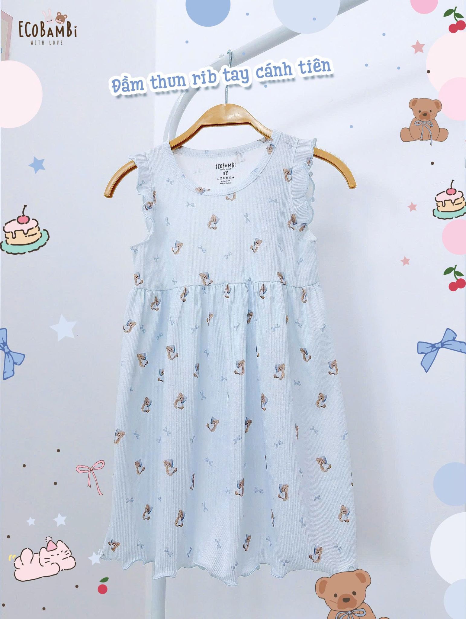  Đầm thun cánh tiên bé gái ECOBAMBI - 8935334001039 