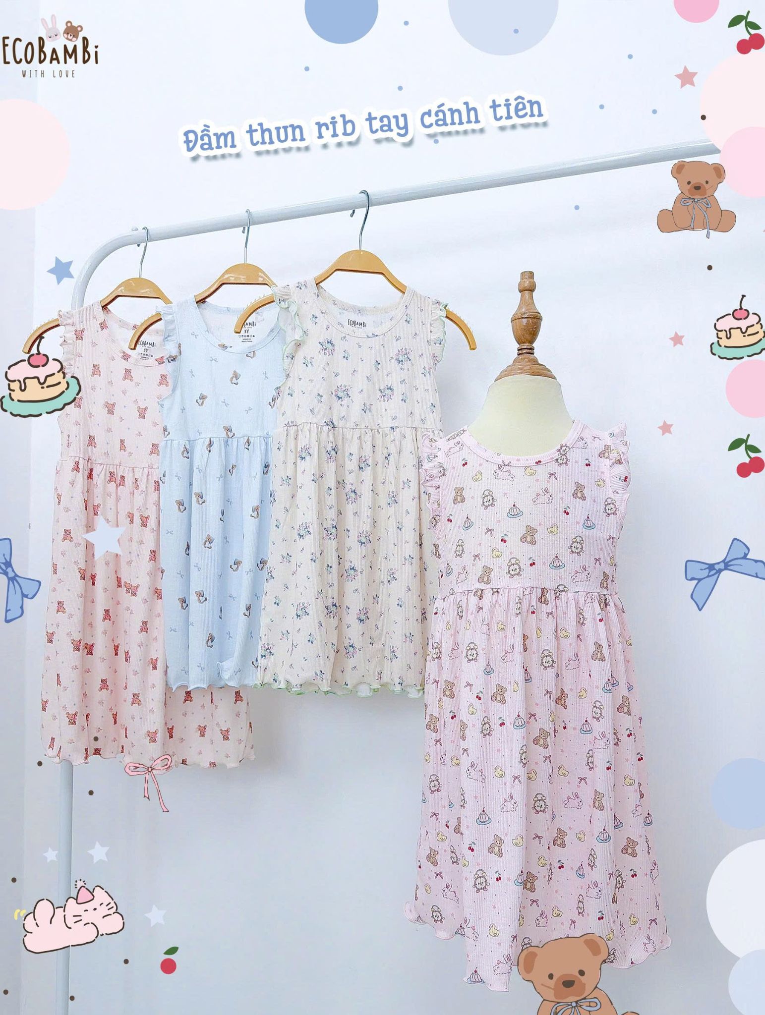  Đầm thun cánh tiên bé gái ECOBAMBI - 8935334001039 