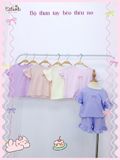  Bộ thun cotton tay ngắn - quần shorts phối bèo bé gái - 8935334000780 