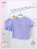  Bộ thun cotton tay ngắn - quần shorts phối bèo bé gái - 8935334000780 