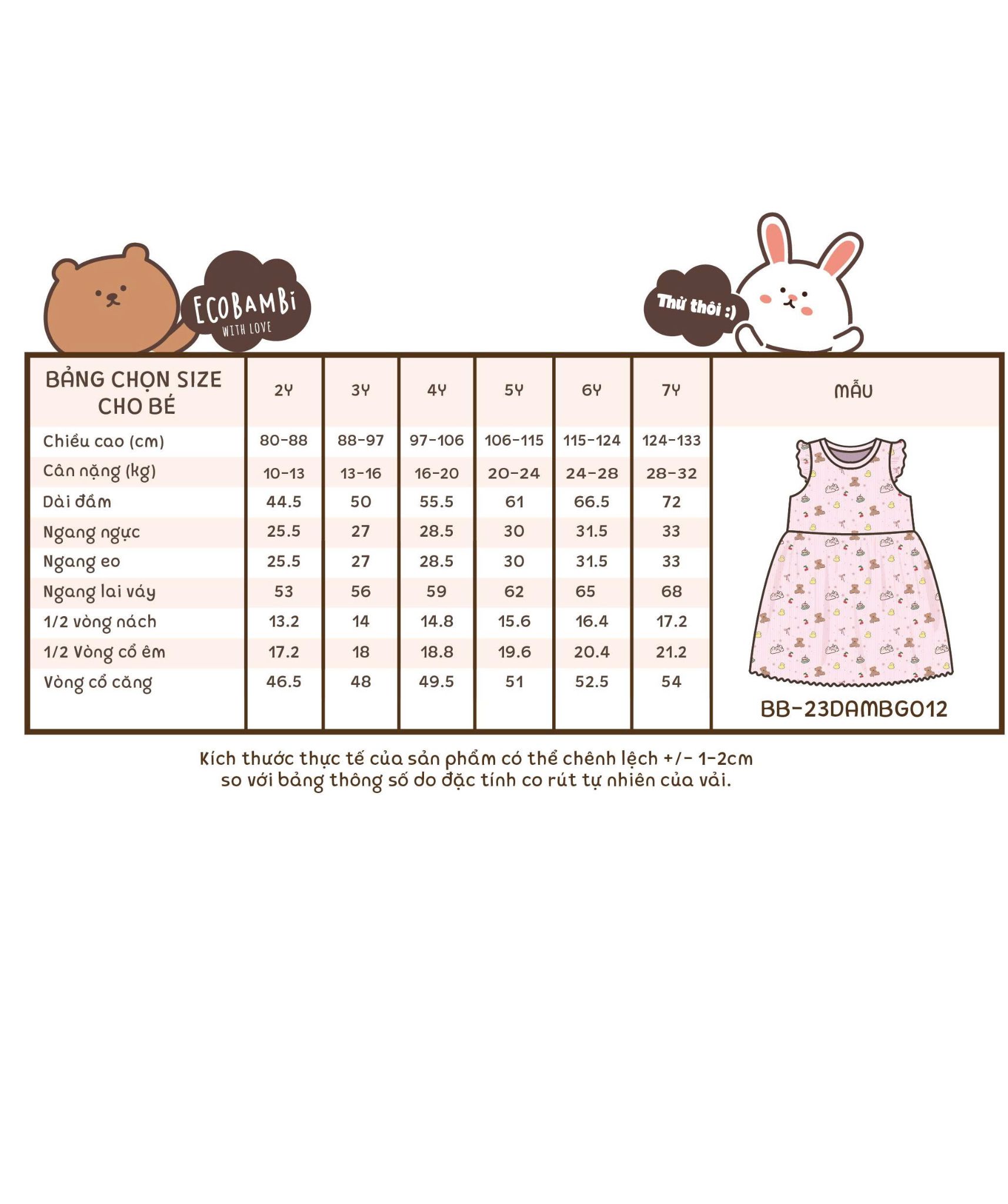  Đầm thun cánh tiên bé gái ECOBAMBI - 8935334001039 