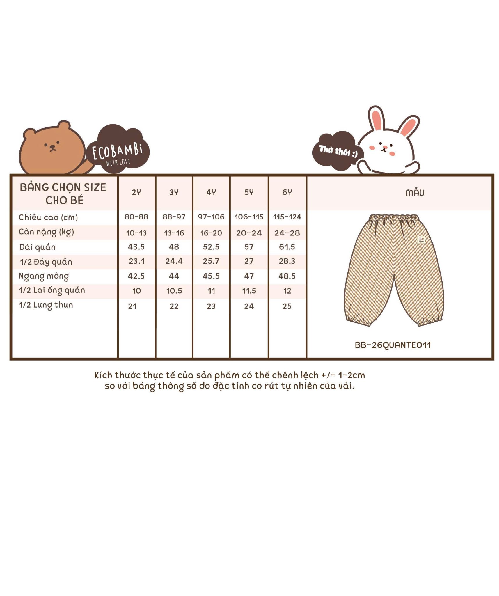  Quần bomber unisex thời trang unisex trẻ em ECOBAMBI - 8935334002364 