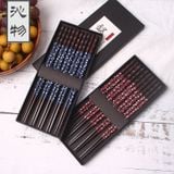  Set 5 Đôi Đũa Gỗ Hoa Anh Đào 