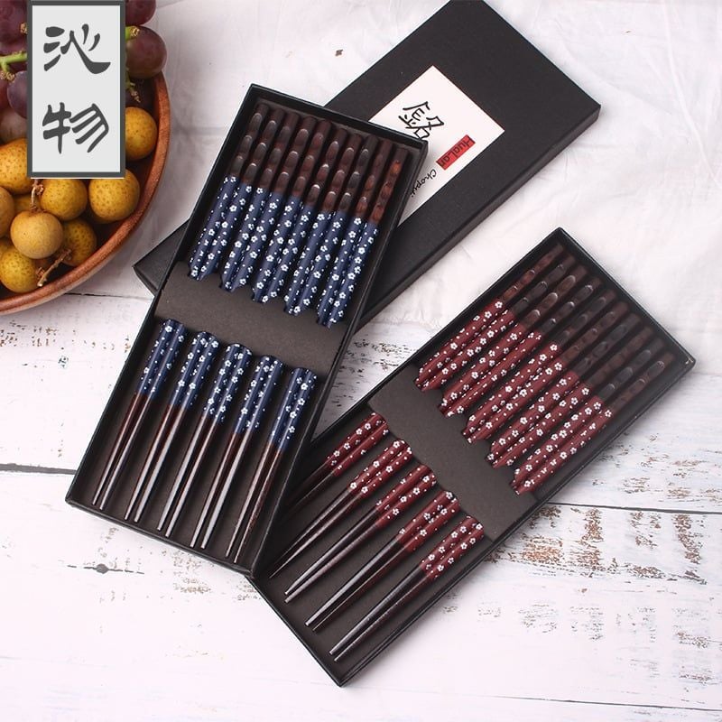  Set 5 Đôi Đũa Gỗ Hoa Anh Đào 