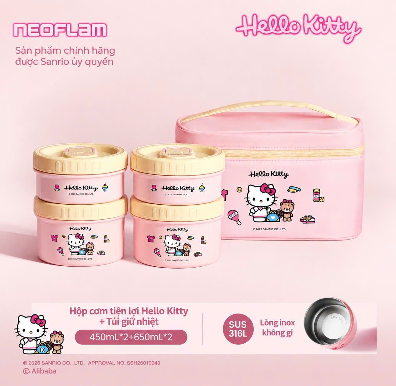  [ORDER] Hộp Cơm Giữ Nhiệt Hello Kitty Candy - Neoflam 