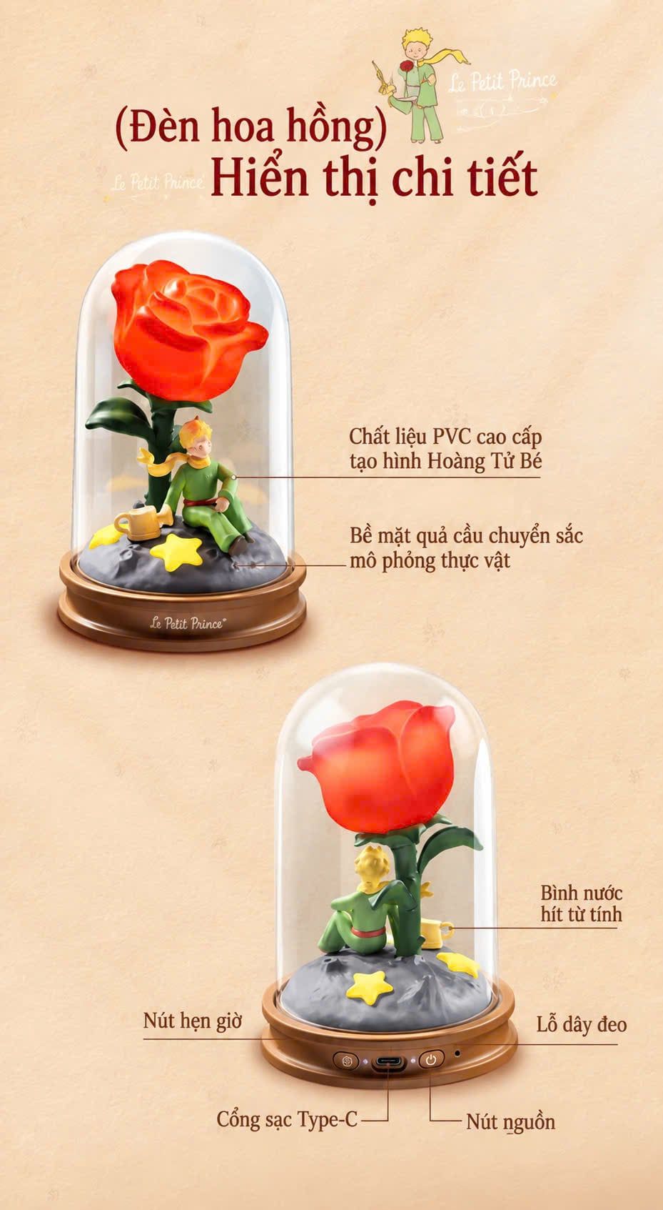  [ORDER] Đèn Hoa Hồng Hoàng Tử Bé Love Letter 