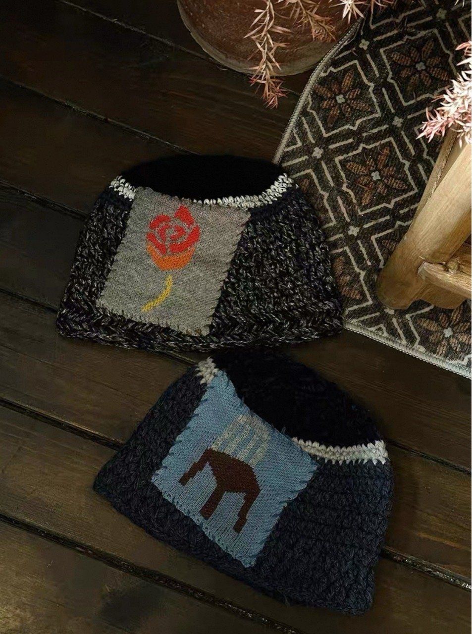  Mũ Bucket Len Patchwork 
