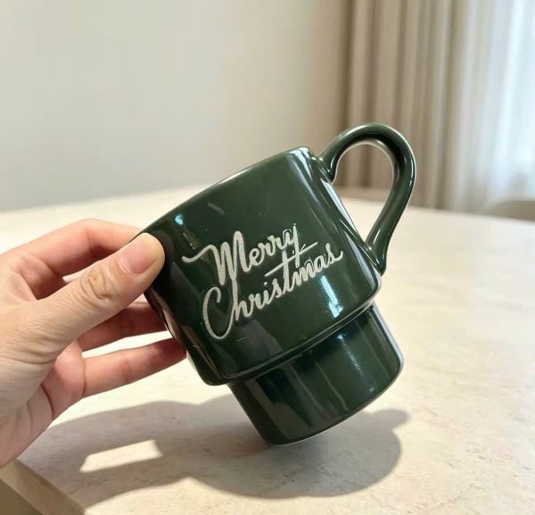  Cốc Sứ Giáng Sinh Xanh Rêu Merry Christmas 