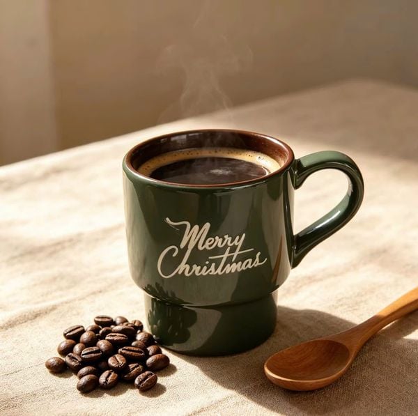  Cốc Sứ Giáng Sinh Xanh Rêu Merry Christmas 