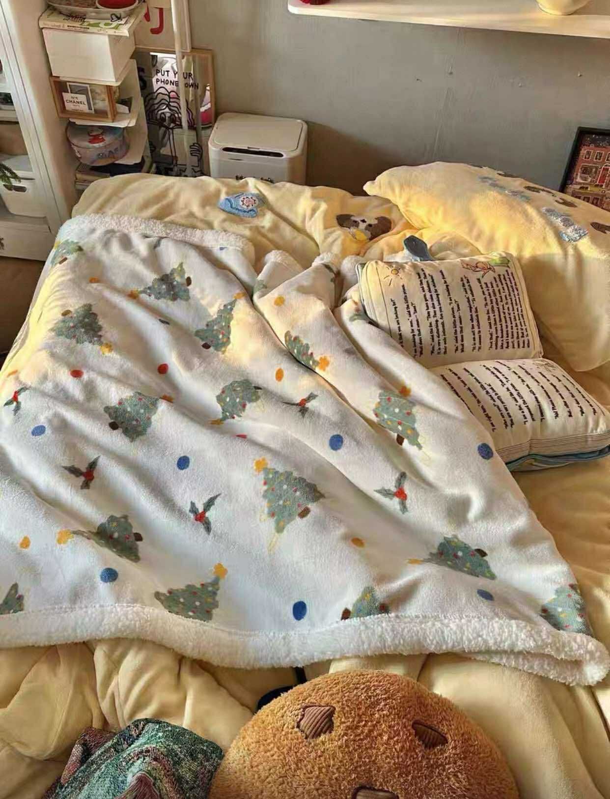  Chăn Lông Cừu Sữa Cây Thông 