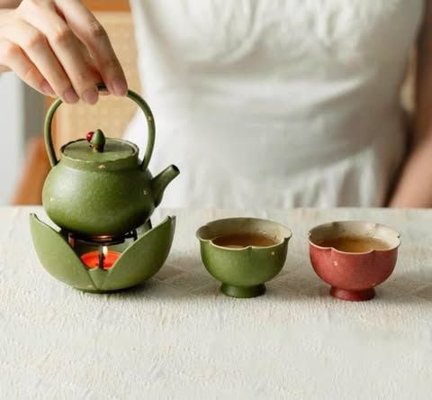  Bộ Ấm Trà Sen Men Xanh Olive (Order) 