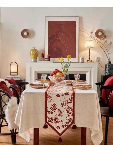  (Order) Khăn Trải Bàn Red Plum Poem 
