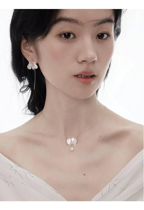  (Order) Bộ Trang Sức Hoa Lan Ngọc Trai 